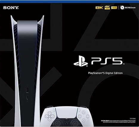 PS5-Sony PlayStation 5 Digital Edition Gaming Console+Wireless Controller-16GB GDDR6 RAM 825GB SSD 120Hz 8K Output White